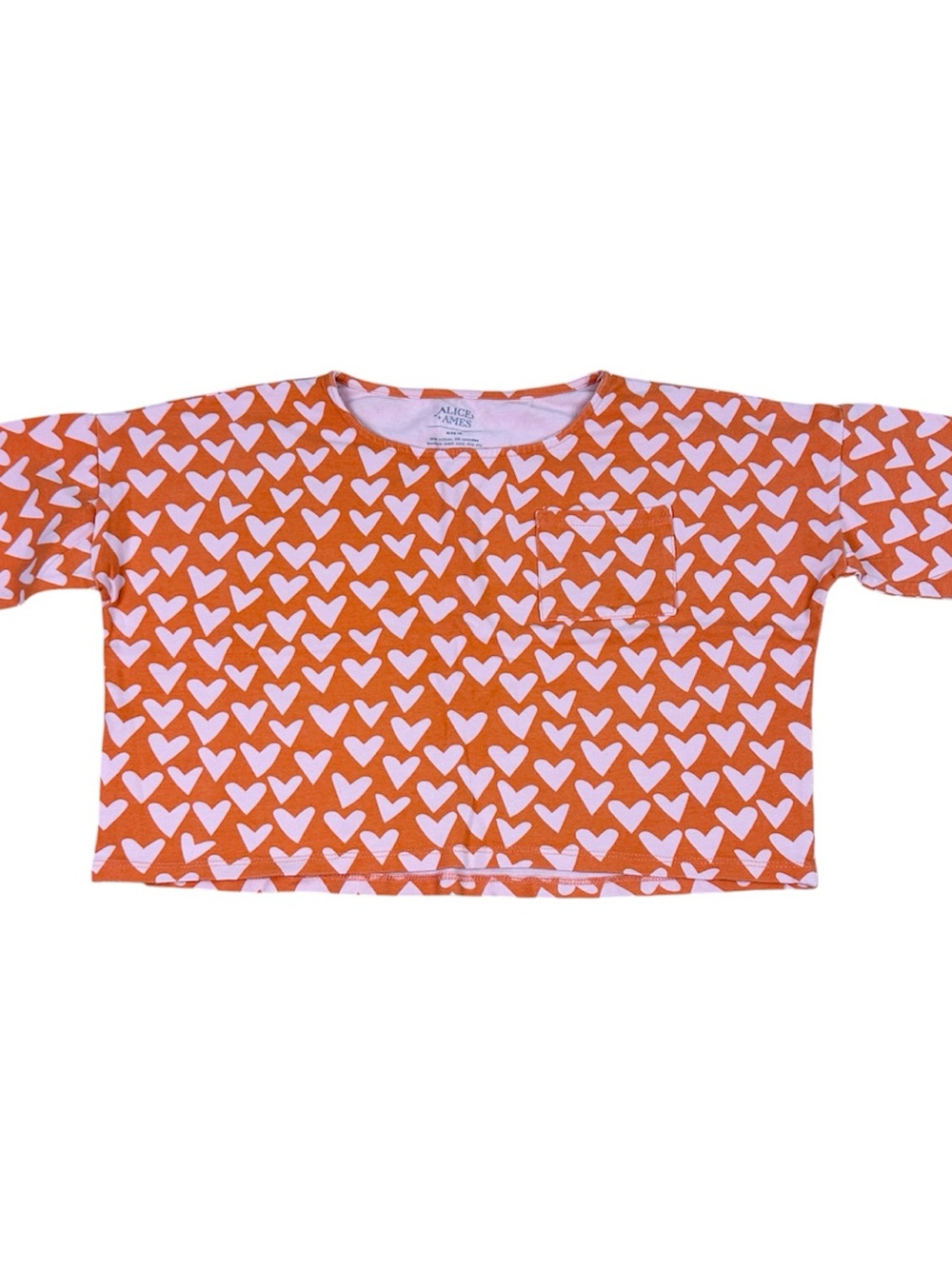 Alice & Ames Orange Heart Short Sleeve Boxy Lounge Top